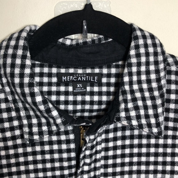 J. Crew Mercantile Gingham Flannel Half Zip‎ Black White XS - Picture 3 of 7